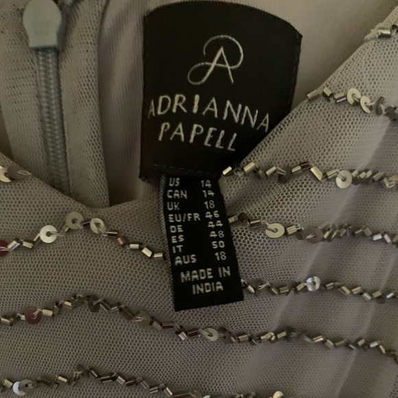 Grey Beaded Adrianna Papell Bridesmaid Dress - Picture 3 of 6